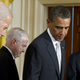 President Barack Obama steps away from the podium as he announces that he will nominate Leon Panetta (far right), then the director of the Central Intelligence Agency, as secretary of defense to succeed then-Secretary of Defense Robert Gates (second from left), alongside Vice President Joe Biden (far left), in the East Room of the White House in Washington, D.C., April 28, 2011.
SAUL LOEB/AFP/Getty Images